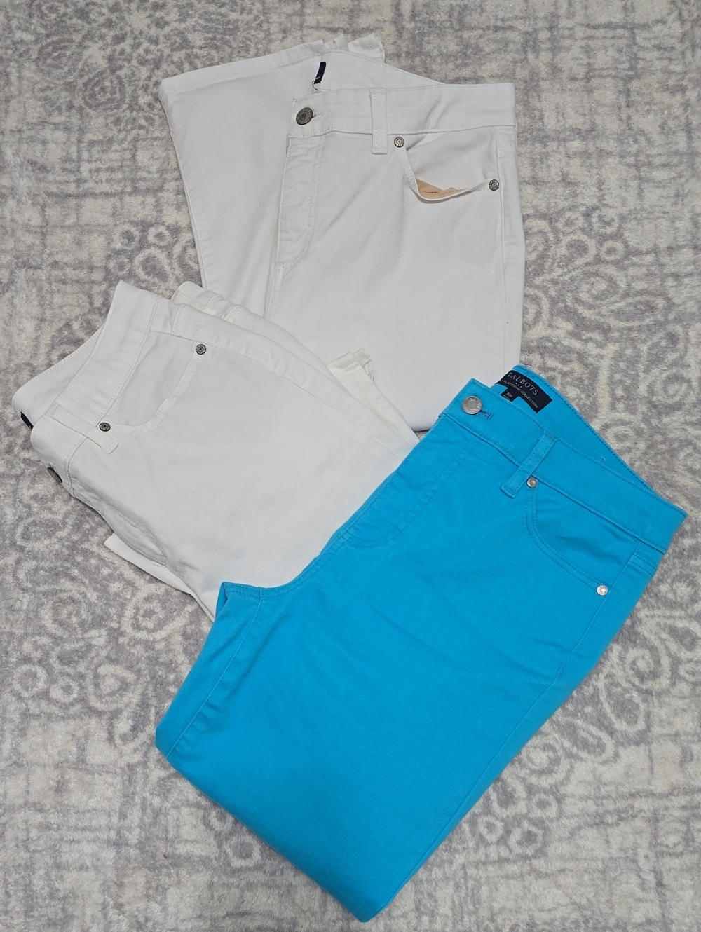 Talbots (1)Blue/hue straight Leg Crop & (2)White Pedal Pusher
